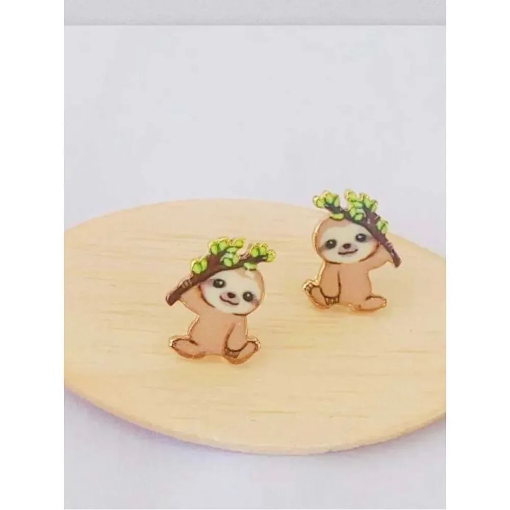 Cute Sloth Stud Earrings A1742